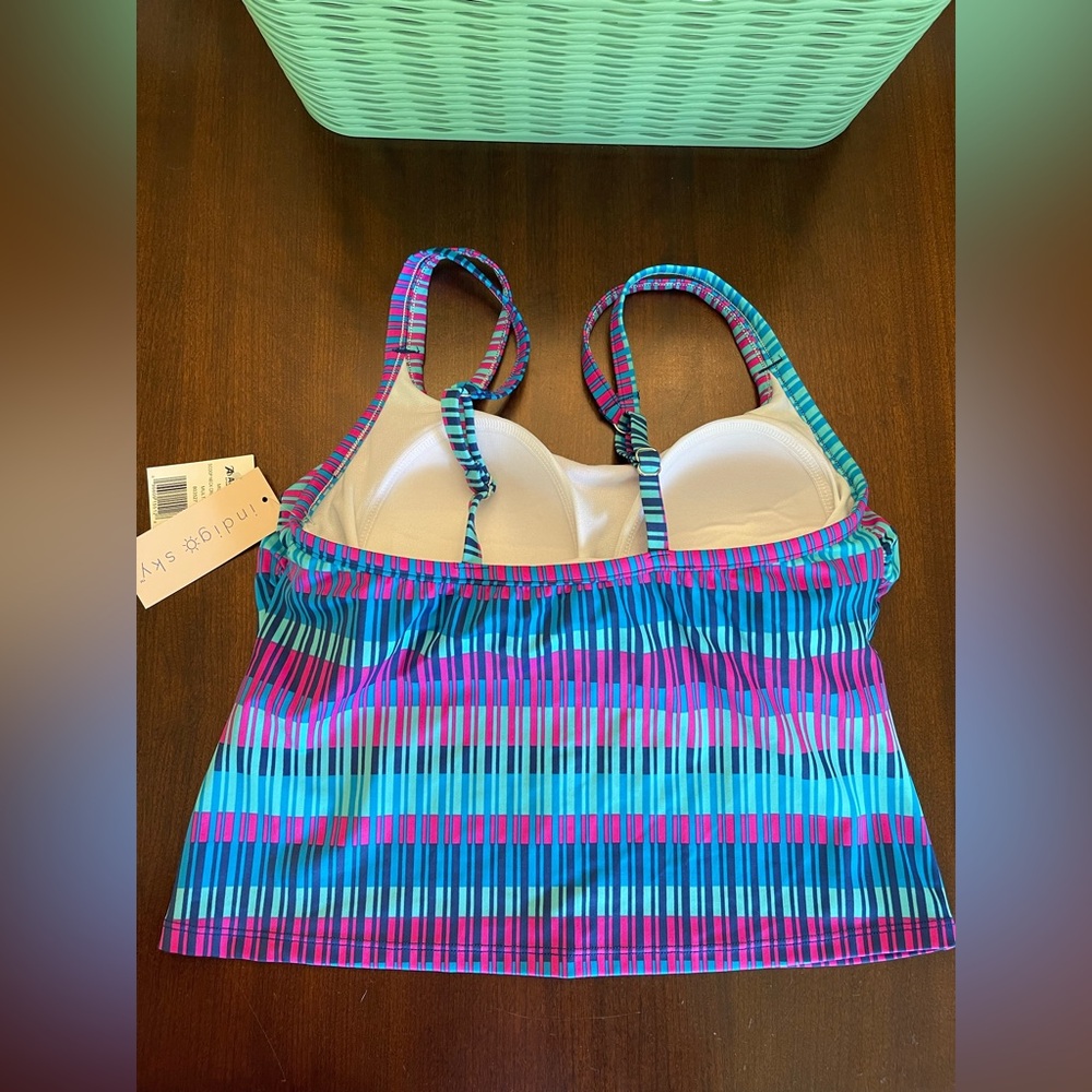Indigo Sky by Academy Missy Scoop Neck Cropped Tankini NWT - Picture 4 of 8